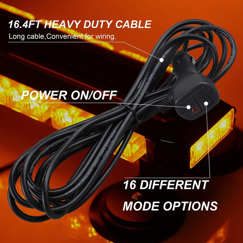 ASPL 16.8 Inch LED Strobe Flashing Light Bar, 26 Flashing Modes High Intensity Emergency Hazard Warning Beacon Lights with Magnetic Base for Car, Trucks, Snow Plow, Construction Vehicles (Amber) - Image 5